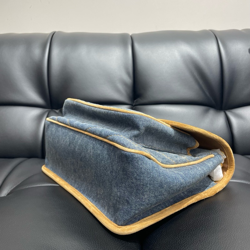 聖羅蘭｜YSL Niki牛仔麂皮中號 丹寧金扣-5