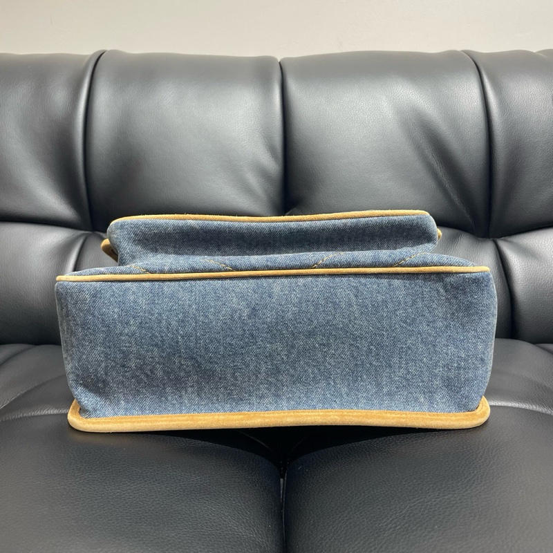 聖羅蘭｜YSL Niki牛仔麂皮中號 丹寧金扣-6