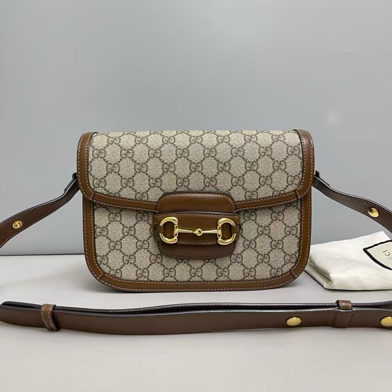 Gucci 1955 老花馬鞍包 焦糖色 中號-0