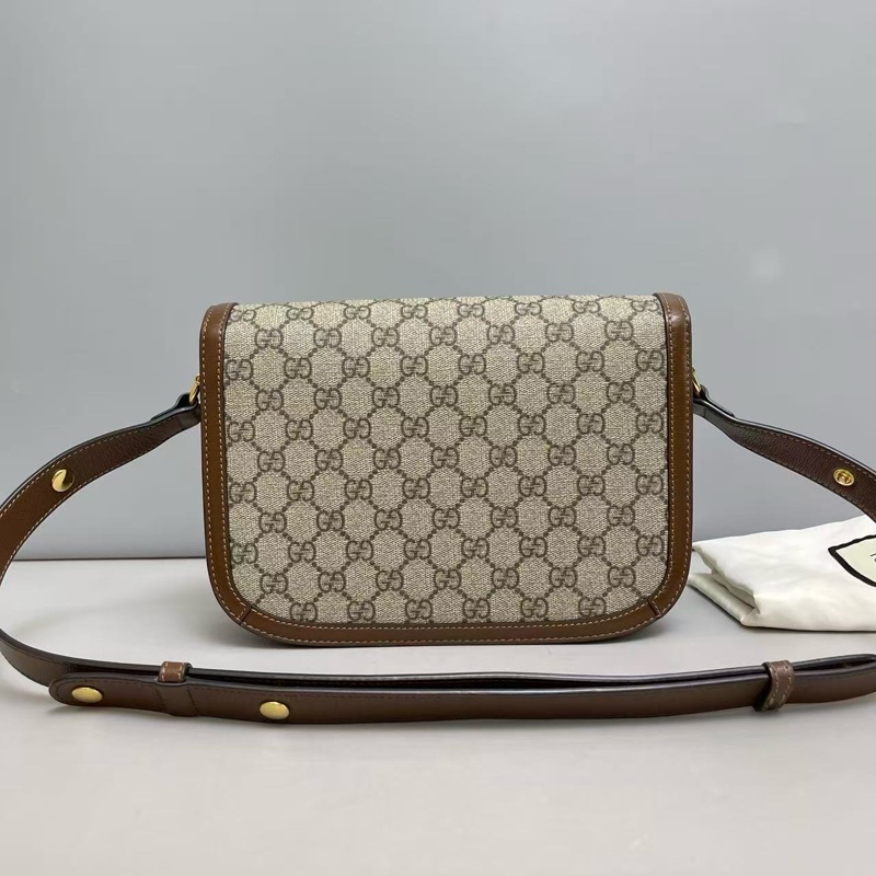 Gucci 1955 老花馬鞍包 焦糖色 中號-1