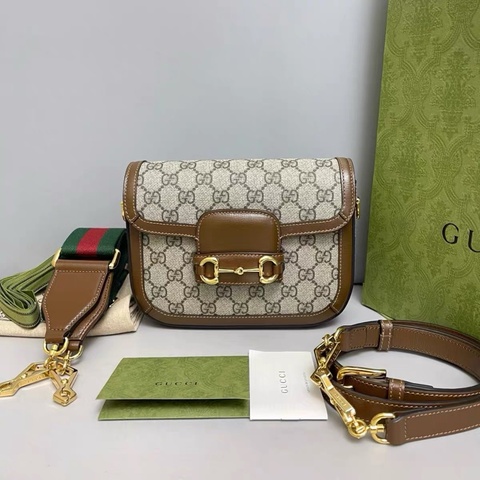 Gucci 1955 老花馬鞍包 焦糖色 中號