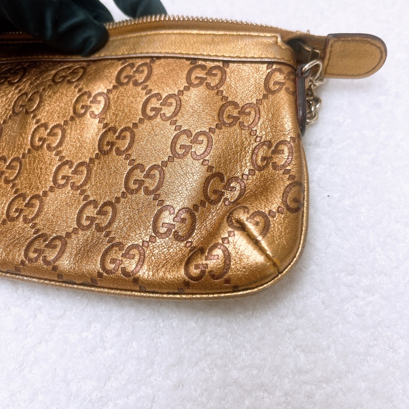 Gucci pochette 古銅金色 愛心鏈條麻雀包-3
