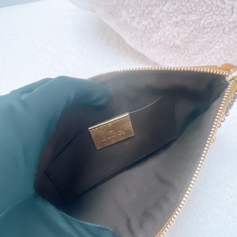 Gucci pochette 古銅金色 愛心鏈條麻雀包-9