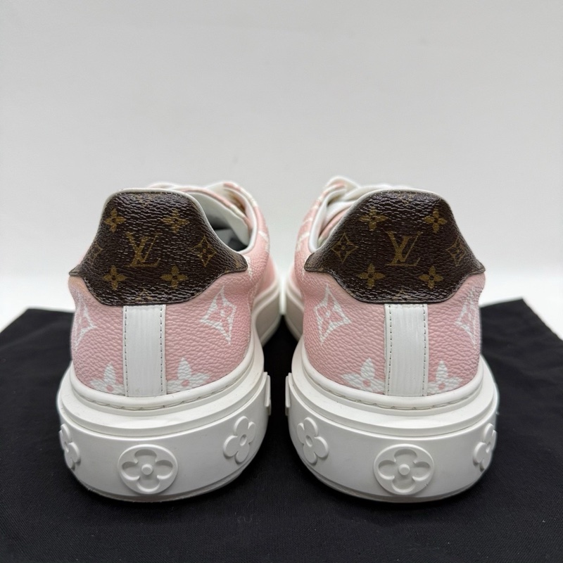 Louis Vuitton路易威登 lv 粉色 皮質 老花滿印板鞋 38碼-4