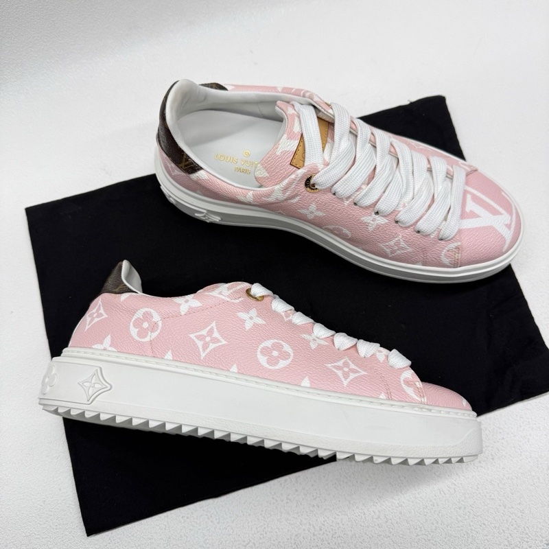 Louis Vuitton路易威登 lv 粉色 皮質 老花滿印板鞋 38碼-6