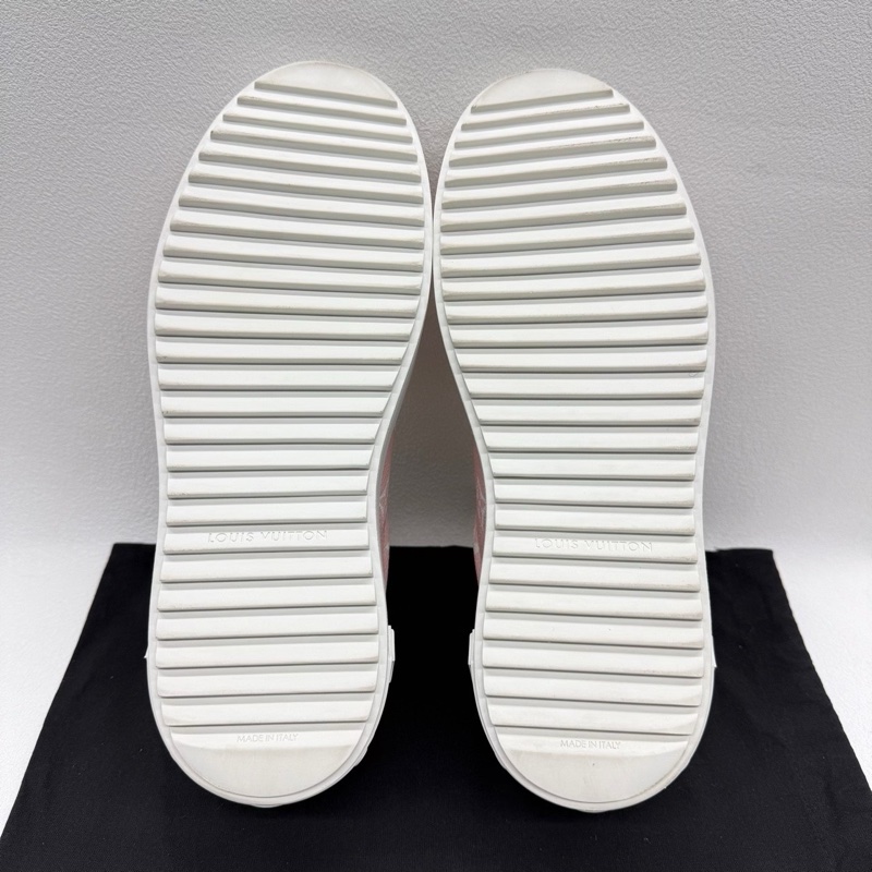 Louis Vuitton路易威登 lv 粉色 皮質 老花滿印板鞋 38碼-9