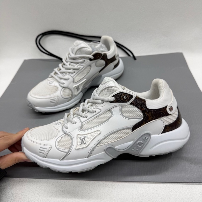 LV路易威登 Olympia 25年新款皮革白色老花運動鞋  35碼-4