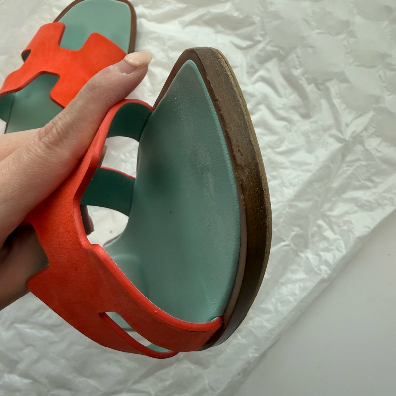 Hermes H 拖鞋 Oran 拚色款 9新 37號-7
