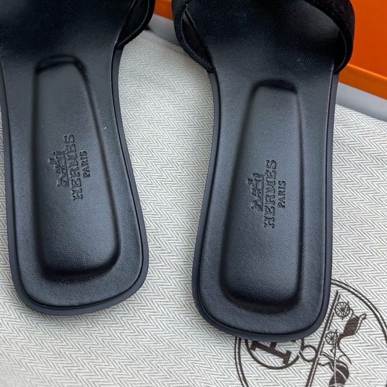 閒置新 未使用 愛馬仕/Hermès 絲絨拼色oran拖鞋 H拖鞋 37.5碼-2