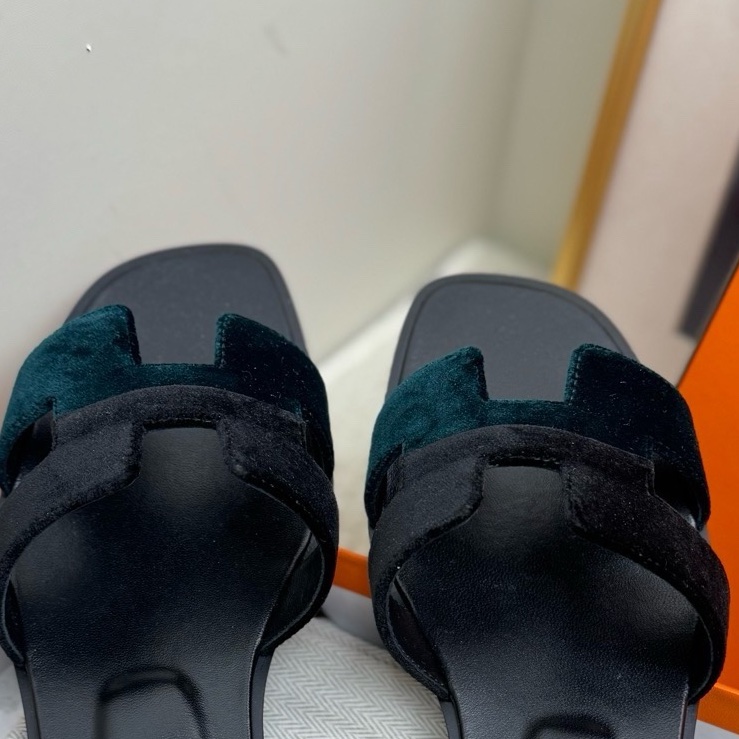 閒置新 未使用 愛馬仕/Hermès 絲絨拼色oran拖鞋 H拖鞋 37.5碼-3