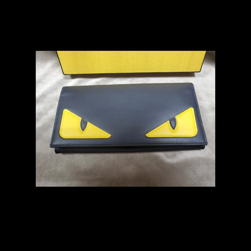 全新現貨 FENDI 怪獸眼睛黑色皮革對開長夾 皮夾 Bag Bugs-5