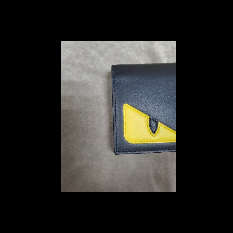 全新現貨 FENDI 怪獸眼睛黑色皮革對開長夾 皮夾 Bag Bugs-7
