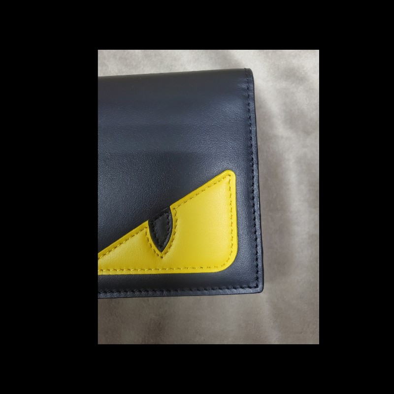 全新現貨 FENDI 怪獸眼睛黑色皮革對開長夾 皮夾 Bag Bugs-8