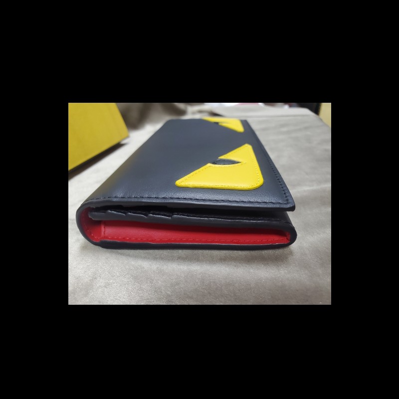 全新現貨 FENDI 怪獸眼睛黑色皮革對開長夾 皮夾 Bag Bugs-9