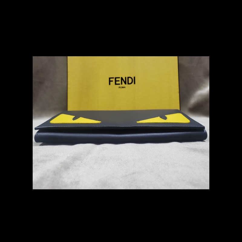 全新現貨 FENDI 怪獸眼睛黑色皮革對開長夾 皮夾 Bag Bugs-13