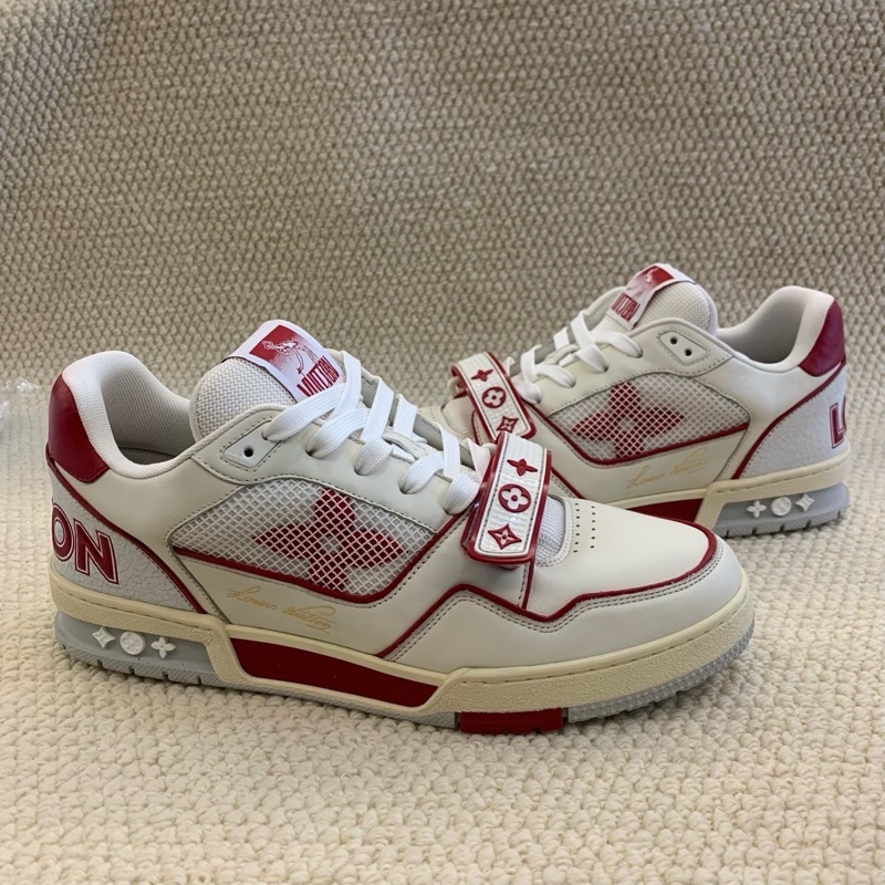 LOUIS VUITTON路易威登 Trainer白紅魔術貼 43.5碼-4