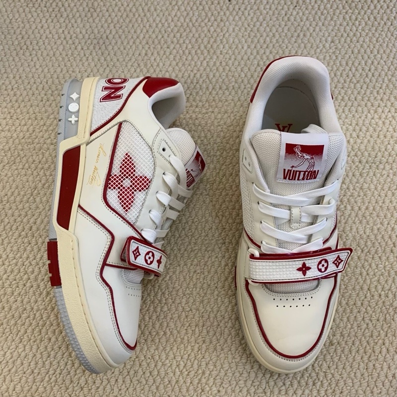 LOUIS VUITTON路易威登 Trainer白紅魔術貼 43.5碼-5