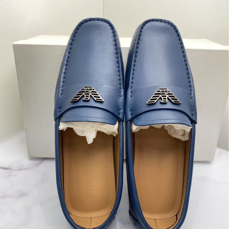 閒置新 未使用 阿瑪尼/Armani 男款豆豆鞋,深藍色,43碼-0