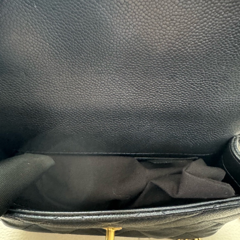 99新 chanel 香奈兒方胖子愛心調節扣 黑金荔枝皮-10