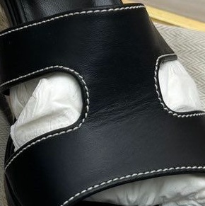 愛馬仕/Hermès黑色草編坡跟涼鞋 松糕厚底鞋 36碼 高9cm 經典款-5