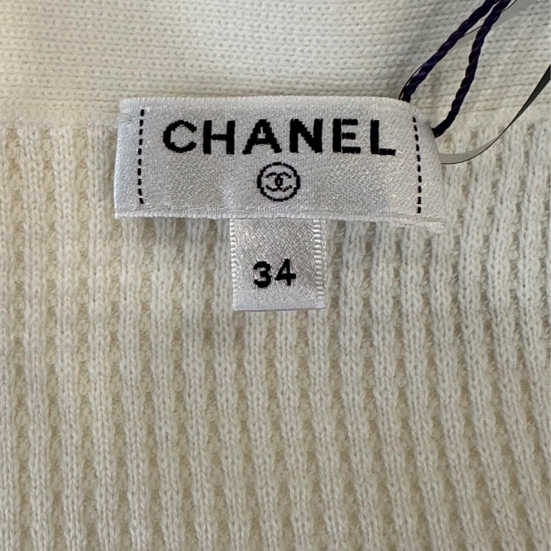 未使用閑置品Chanel香奈兒 側面雙C紐扣logo女款白色吊帶背心 34碼-11