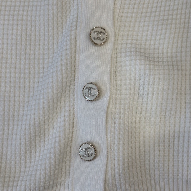 閒置新 未使用 Chanel香奈兒 側面雙C紐扣logo女款白色吊帶背心 34碼 無附件-2