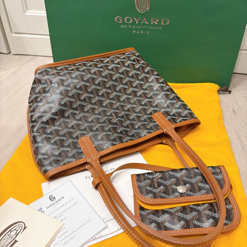 Goyard mini tote 黑棕色 正本購證-9