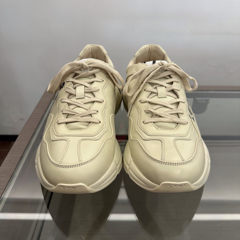 閒置新Gucci古馳 Rhyton側面大號船錨字母logo男款卡其色運動鞋球鞋老爹鞋 11碼=45碼-1