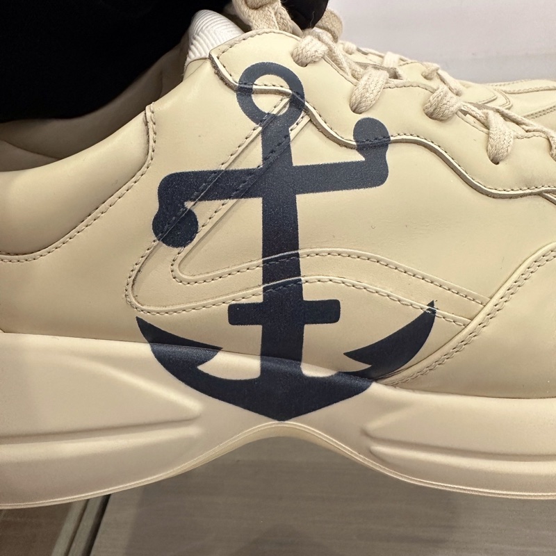 閒置新Gucci古馳 Rhyton側面大號船錨字母logo男款卡其色運動鞋球鞋老爹鞋 11碼=45碼-5