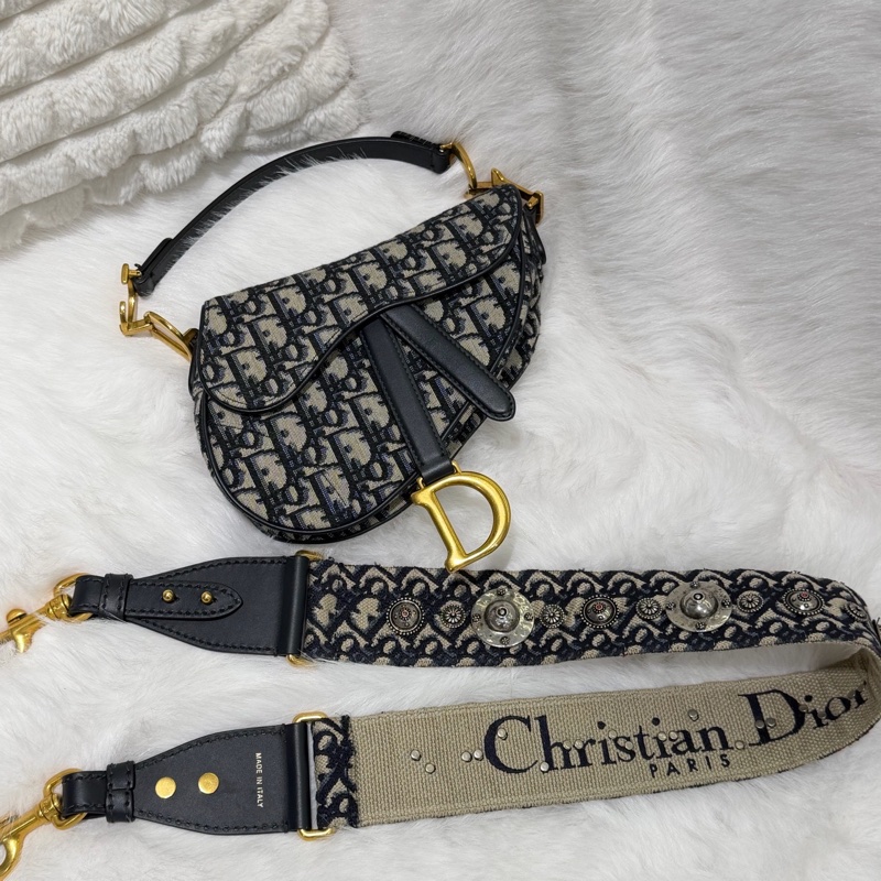迪奧/Dior Saddle Oblique 刺繡老花小號馬鞍-0