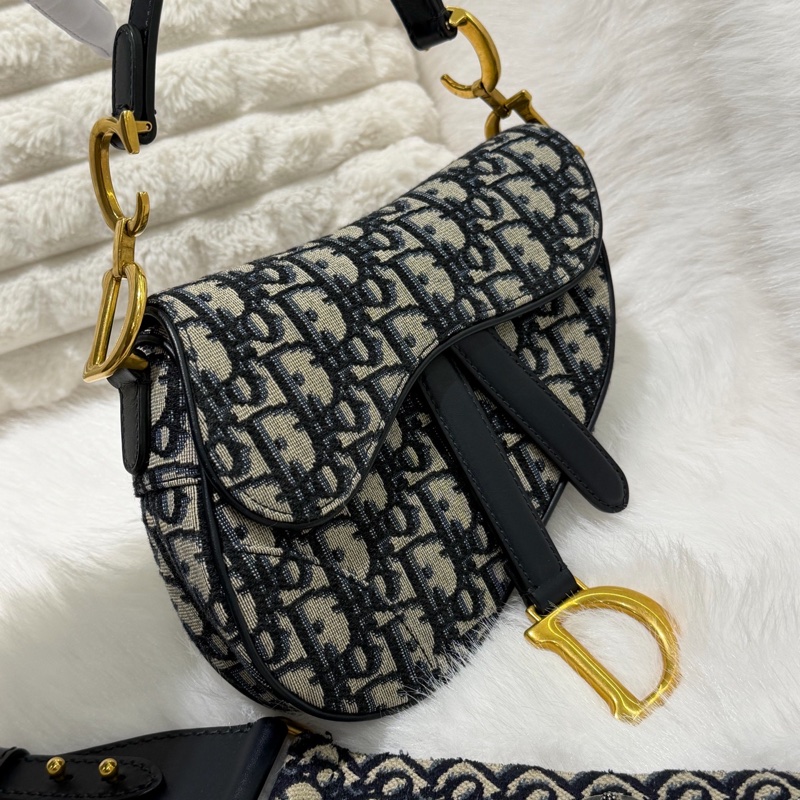 迪奧/Dior Saddle Oblique 刺繡老花小號馬鞍-1