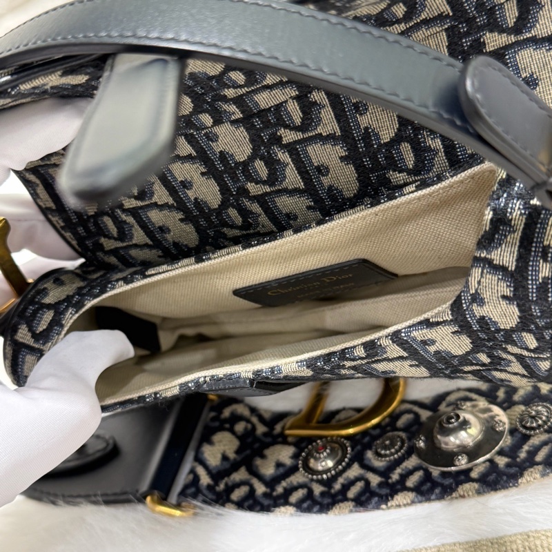 迪奧/Dior Saddle Oblique 刺繡老花小號馬鞍-4