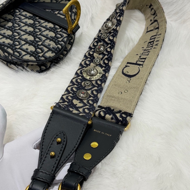 迪奧/Dior Saddle Oblique 刺繡老花小號馬鞍-5