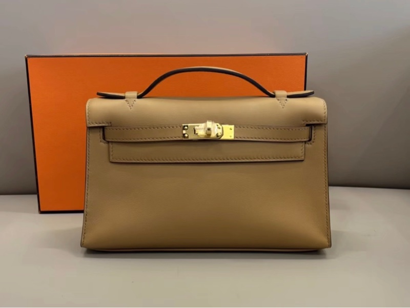 HERMES愛馬仕miniKelly一代餅乾色S皮U刻盒子塵袋毛氈發票白卡~~-4