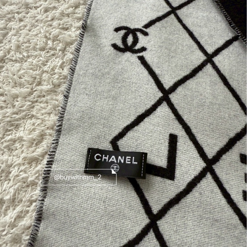 香奈兒✨爆款 黑白格紋圍巾-3