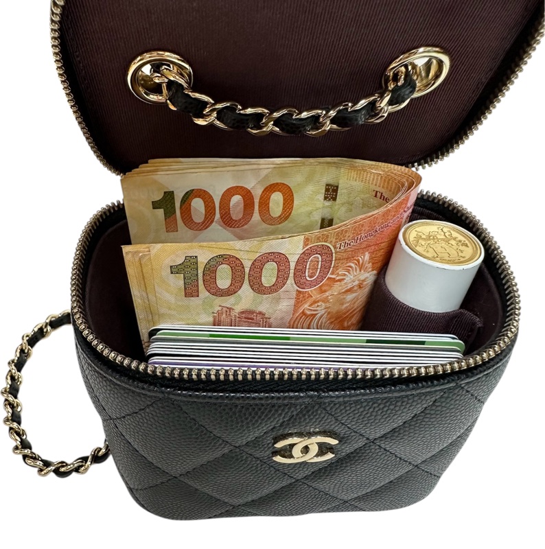 Chanel AP1340 Vanity Case Chain Bag 荔枝紋金扣-5