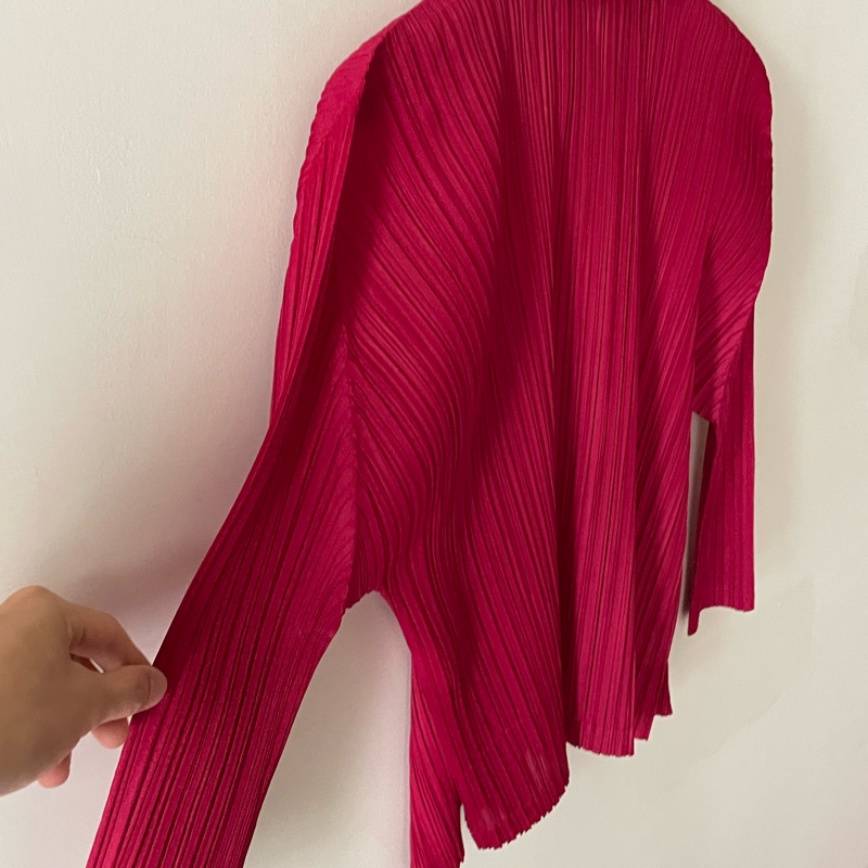 ▪️富貴選物FUGUEI▪️PP 三宅一生 寶石紅 開襟造型長袖外套-6