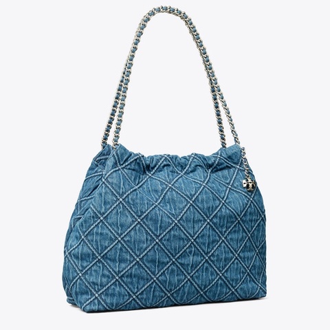 Tory Burch FLEMING 柔軟丹寧束口包