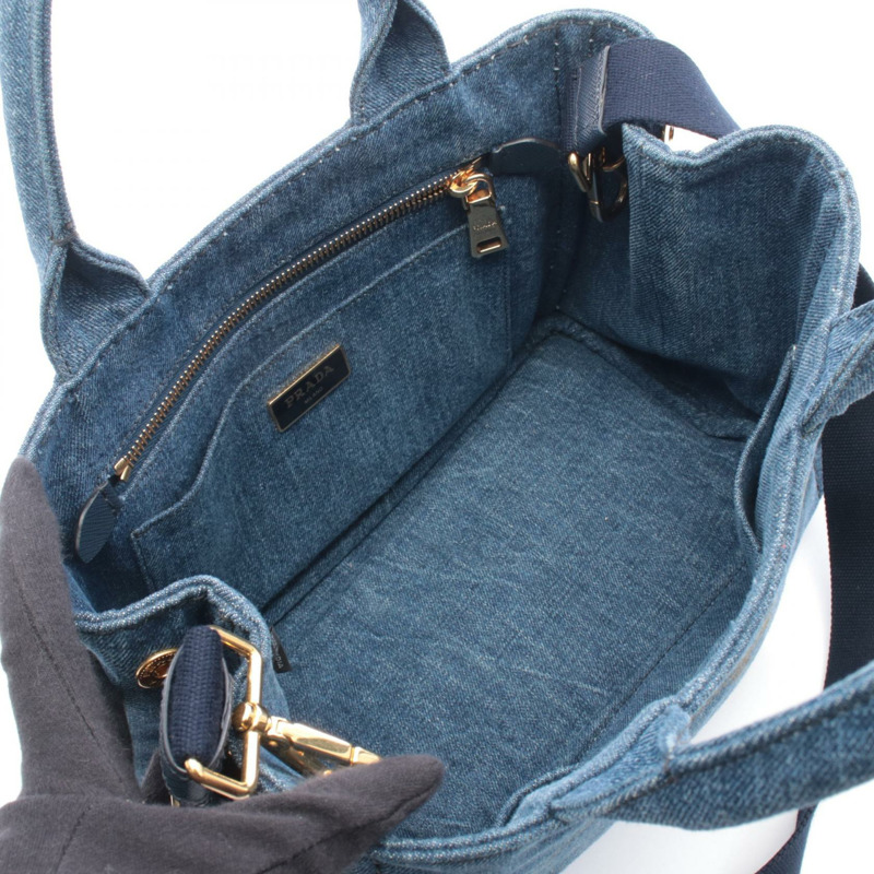PRADA DENIM Canapa 2Way 手提包 1BG439 牛仔藍 二手 女款-2