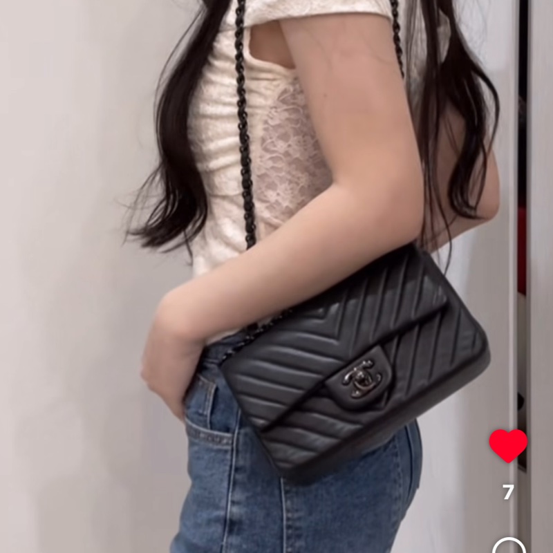 99新全配❤️ #香奈兒 #cf20 #mini #soblack #全黑 V紋 山形紋-3