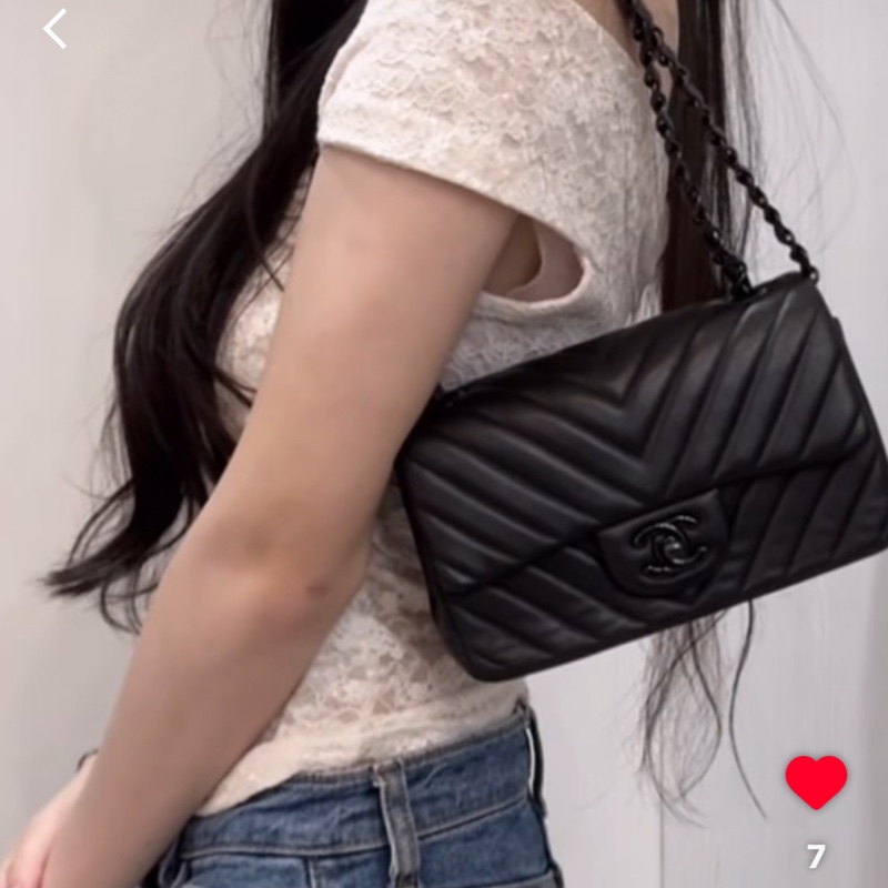 99新全配❤️ #香奈兒 #cf20 #mini #soblack #全黑 V紋 山形紋-4