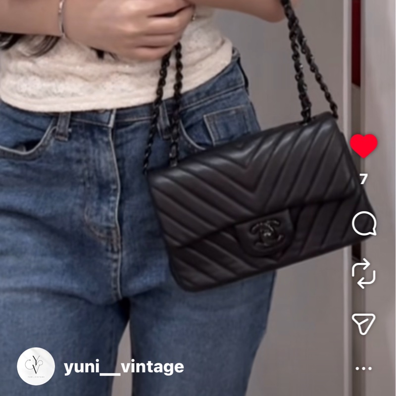 99新全配❤️ #香奈兒 #cf20 #mini #soblack #全黑 V紋 山形紋-5