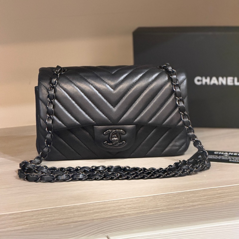 99新全配❤️ #香奈兒 #cf20 #mini #soblack #全黑 V紋 山形紋-6
