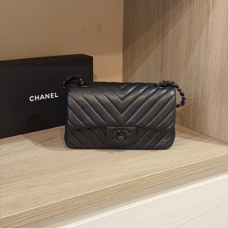 99新全配❤️ #香奈兒 #cf20 #mini #soblack #全黑 V紋 山形紋-7