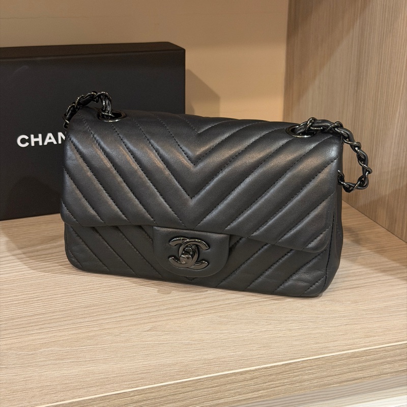 99新全配❤️ #香奈兒 #cf20 #mini #soblack #全黑 V紋 山形紋-8