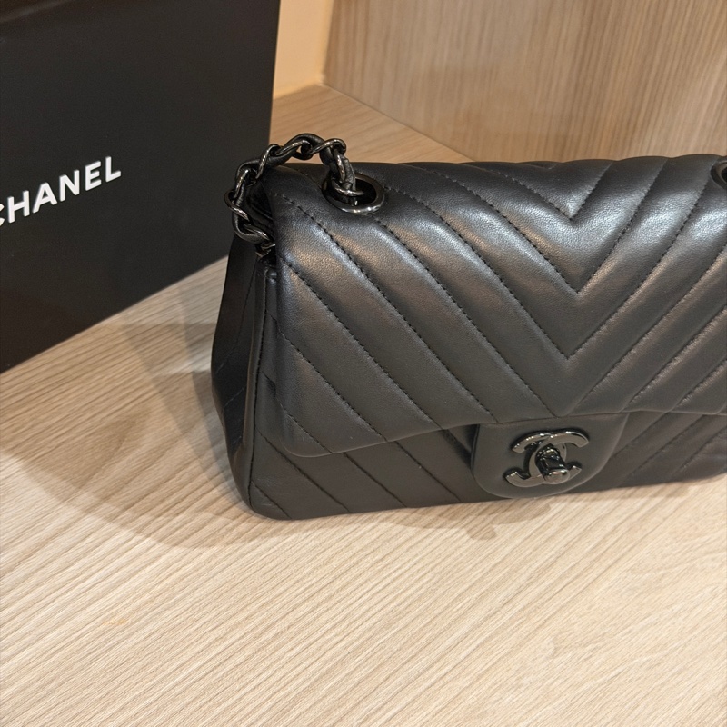 99新全配❤️ #香奈兒 #cf20 #mini #soblack #全黑 V紋 山形紋-10