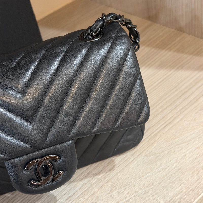 99新全配❤️ #香奈兒 #cf20 #mini #soblack #全黑 V紋 山形紋-22