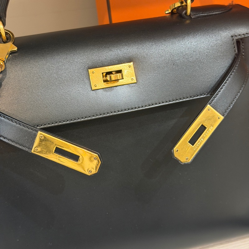 原廠鑰匙鎖肩帶齊全❤️ #愛馬仕 #kelly28 #黑金 #box皮 #中古款-12