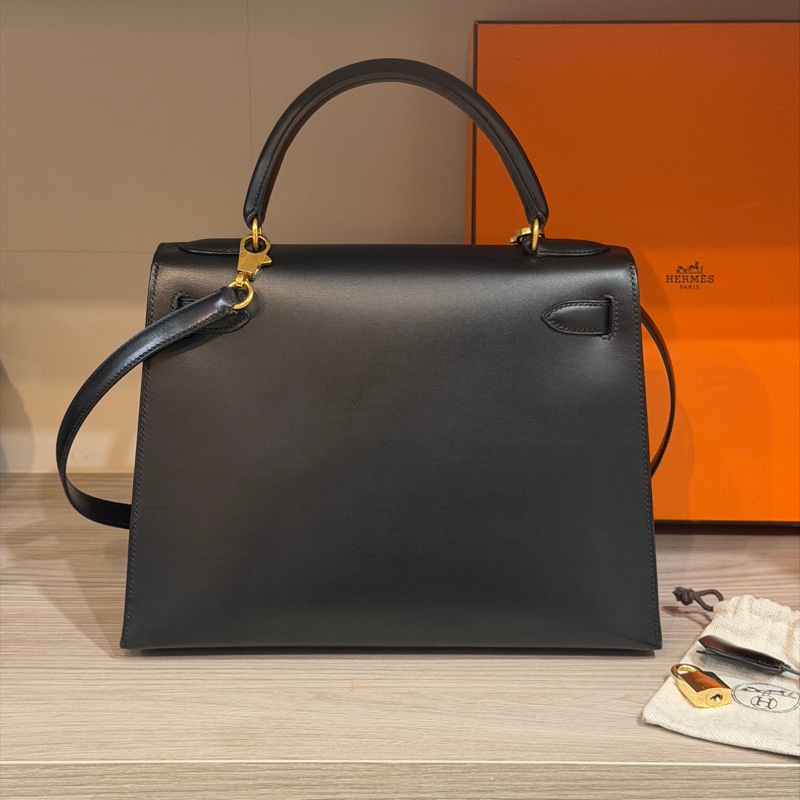 原廠鑰匙鎖肩帶齊全❤️ #愛馬仕 #kelly28 #黑金 #box皮 #中古款-22