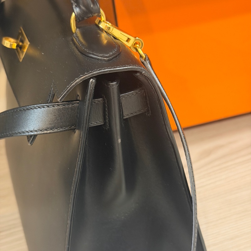 原廠鑰匙鎖肩帶齊全❤️ #愛馬仕 #kelly28 #黑金 #box皮 #中古款-26